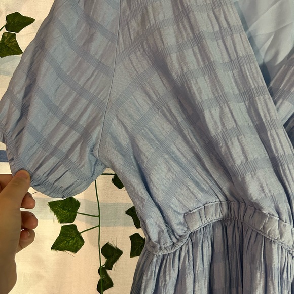 CHICK WISH CHECK PATTERN BELTED WRAP DRESS IN BLUE - Picture 3 of 5